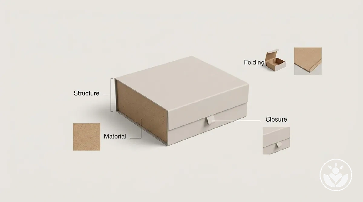 Gift boxes showing different construction, board materials and closure mechanisms