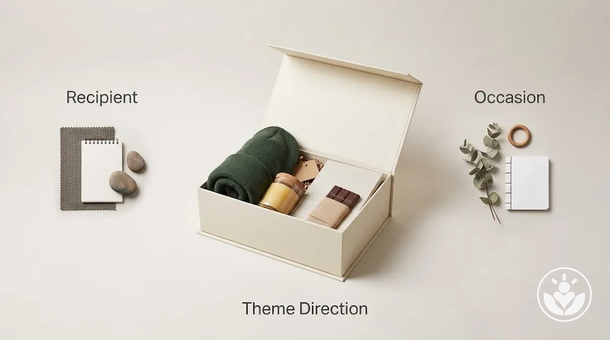 Dirección del tema de la caja de regalo determinada por las preferencias del destinatario y el contexto de la ocasión.